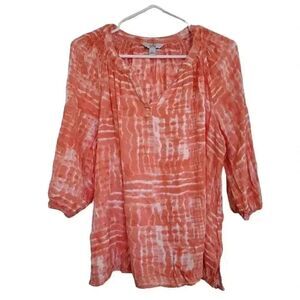 Croft & Barrow Women's Melon & White Rayon Tunic Top